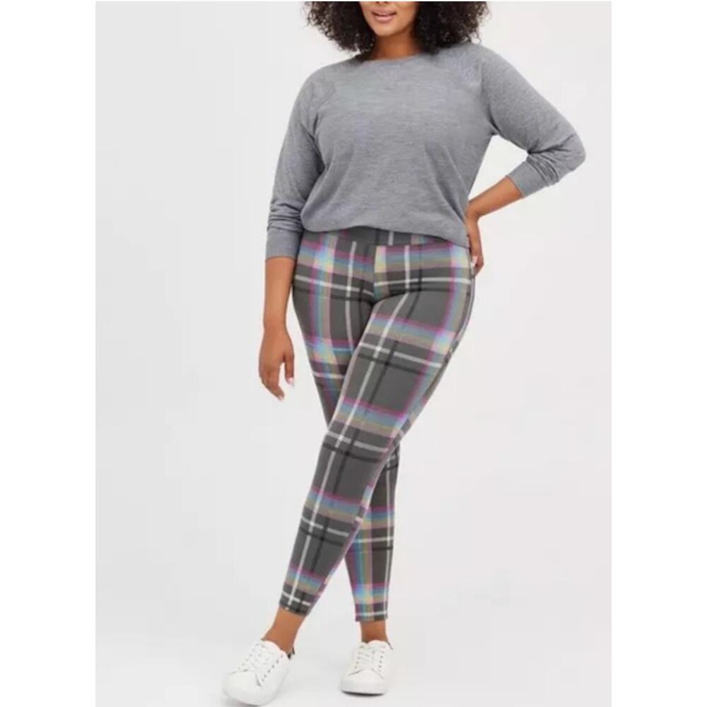 Torrid Premium Rainbow Plaid Leggings Full Length Plus Size 0X